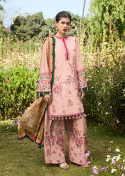 Hussain Rehar Embroidered Luxury Lawn Unstitched 3Pc Suit D-04 PUNE
