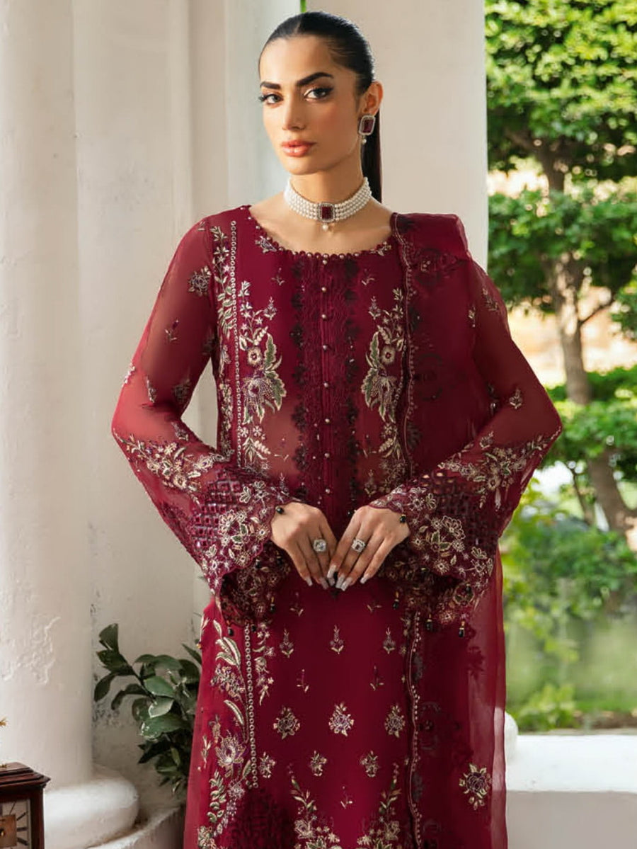 Ramsha Dastak Embroidered Chiffon Unstitched 3Pc Suit Q-103