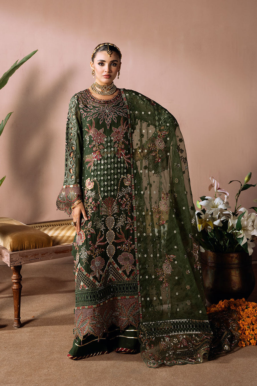 Ramsha Dastak Vol-02 Embroidered Chiffon Unstitched 3Pc Suit Q-201