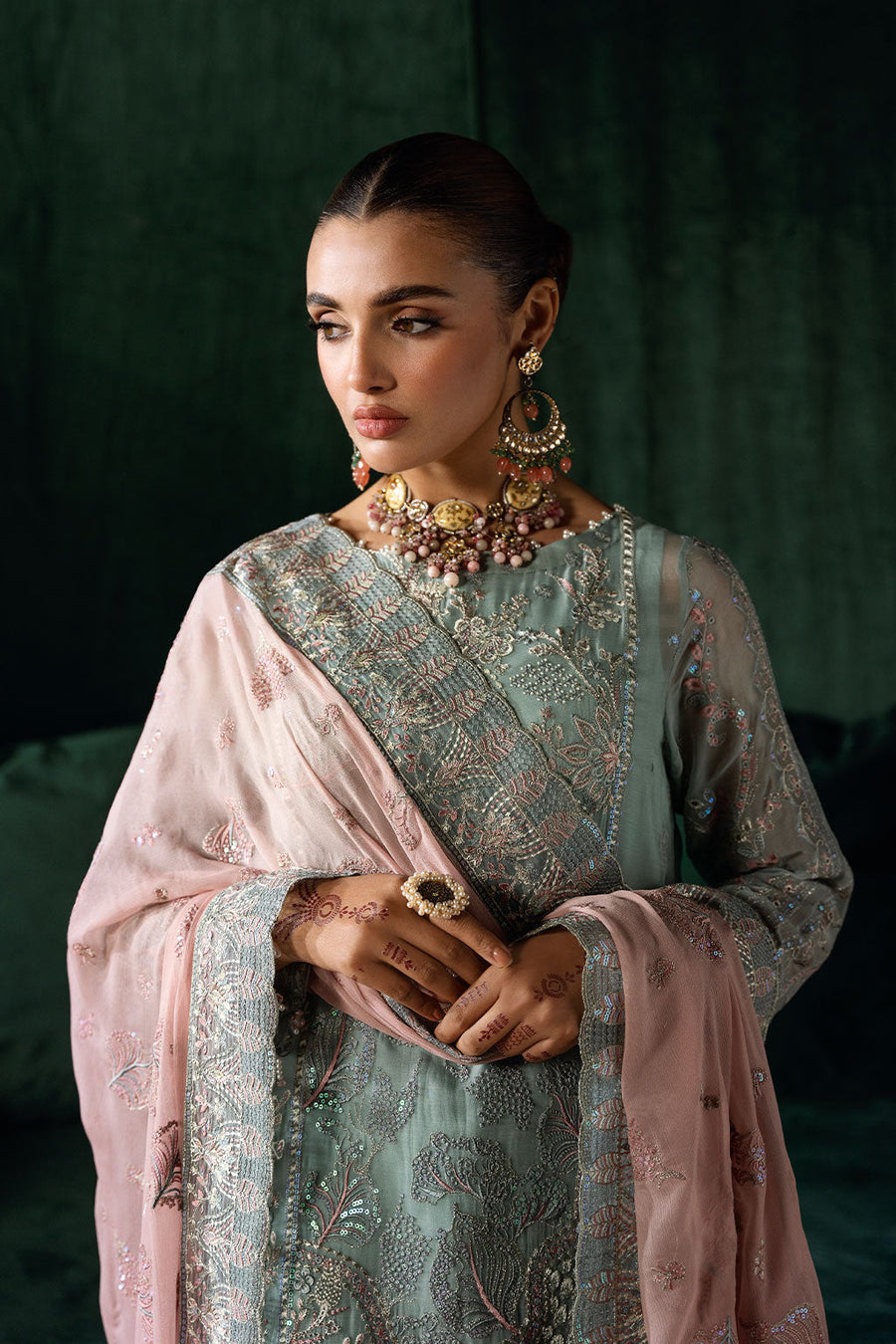 Ramsha Dastak Vol-02 Embroidered Chiffon Unstitched 3Pc Suit Q-206
