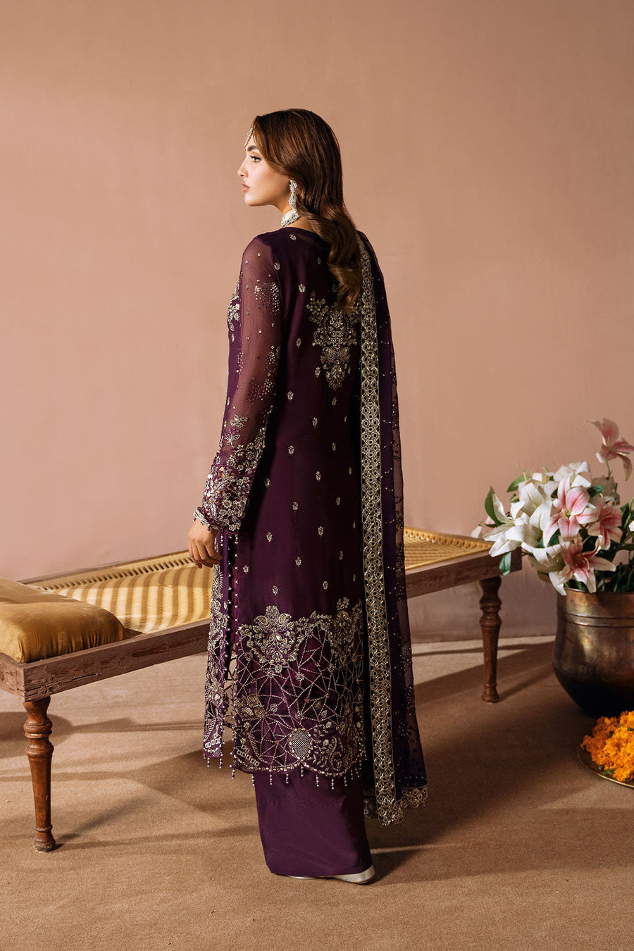 Ramsha Dastak Vol-02 Embroidered Chiffon Unstitched 3Pc Suit Q-208