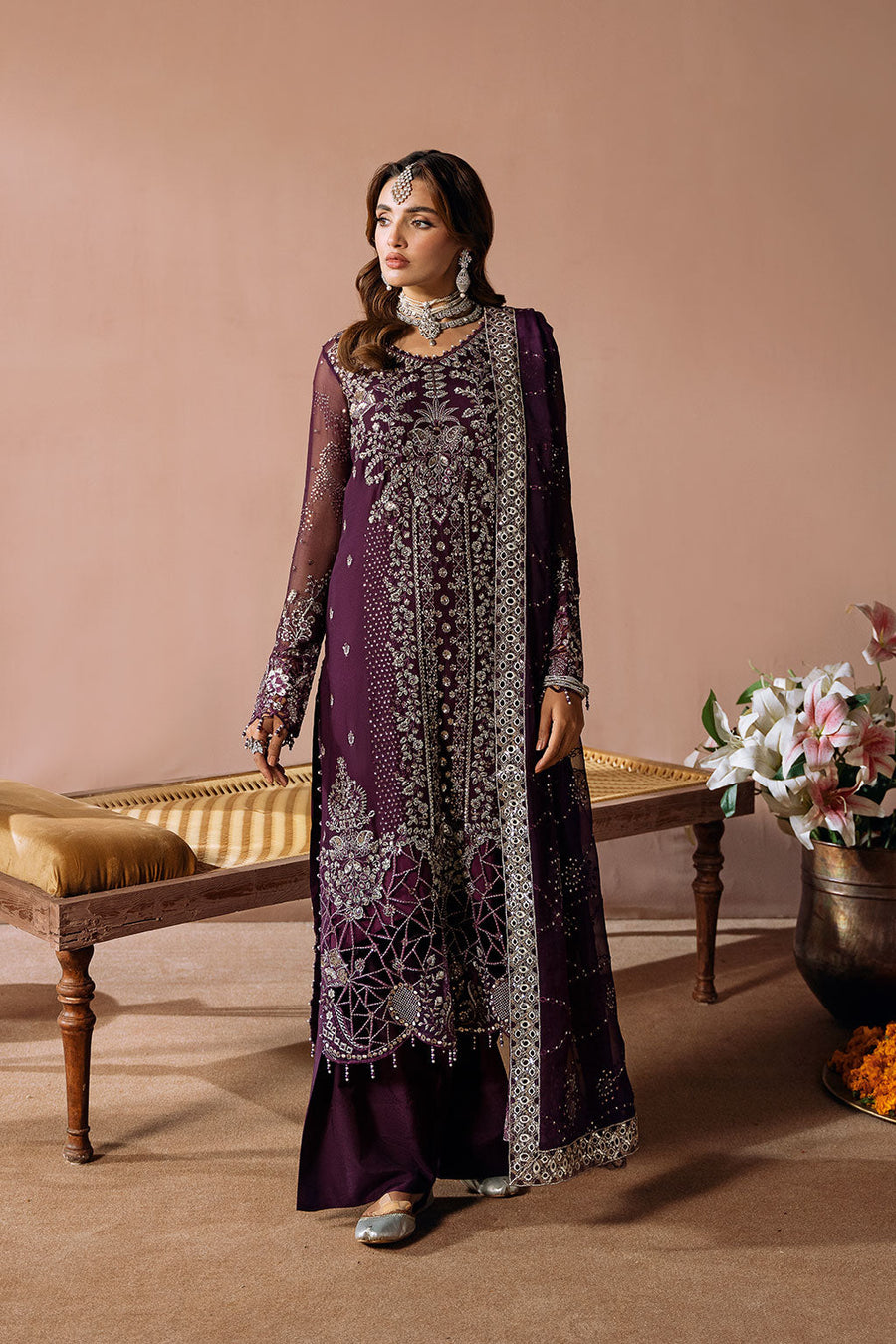 Ramsha Dastak Vol-02 Embroidered Chiffon Unstitched 3Pc Suit Q-208