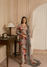 Feathers Dewdrop Unstitched Digital Printed Lawn 3Pc Suit QAYL-FT448
