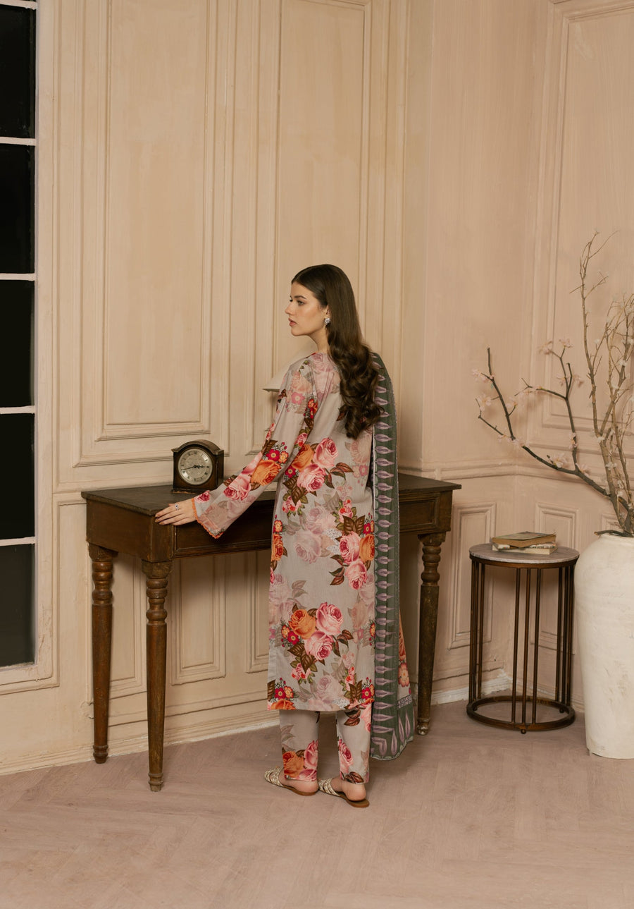 Feathers Dewdrop Unstitched Digital Printed Lawn 3Pc Suit QAYL-FT448