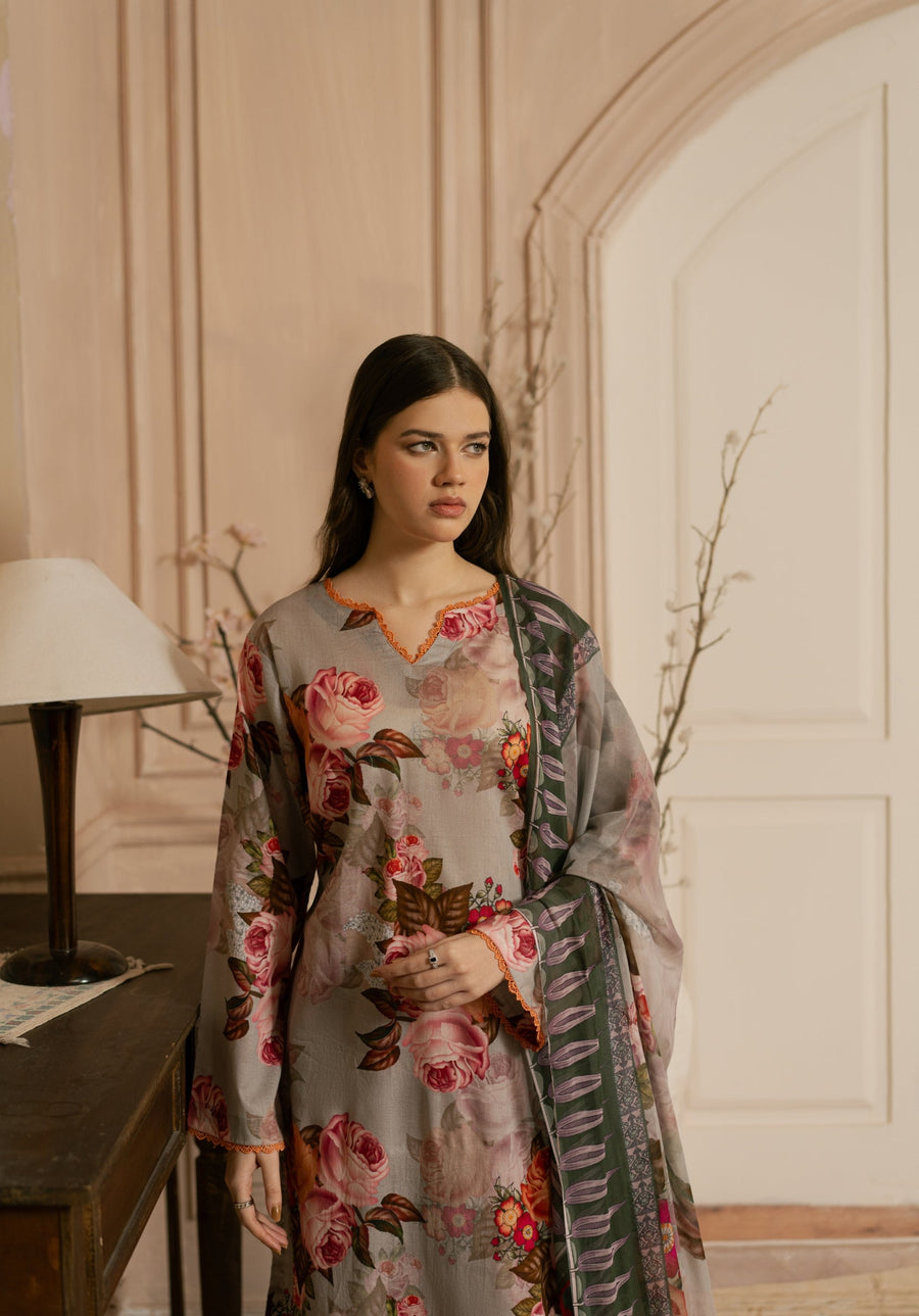 Feathers Dewdrop Unstitched Digital Printed Lawn 3Pc Suit QAYL-FT448