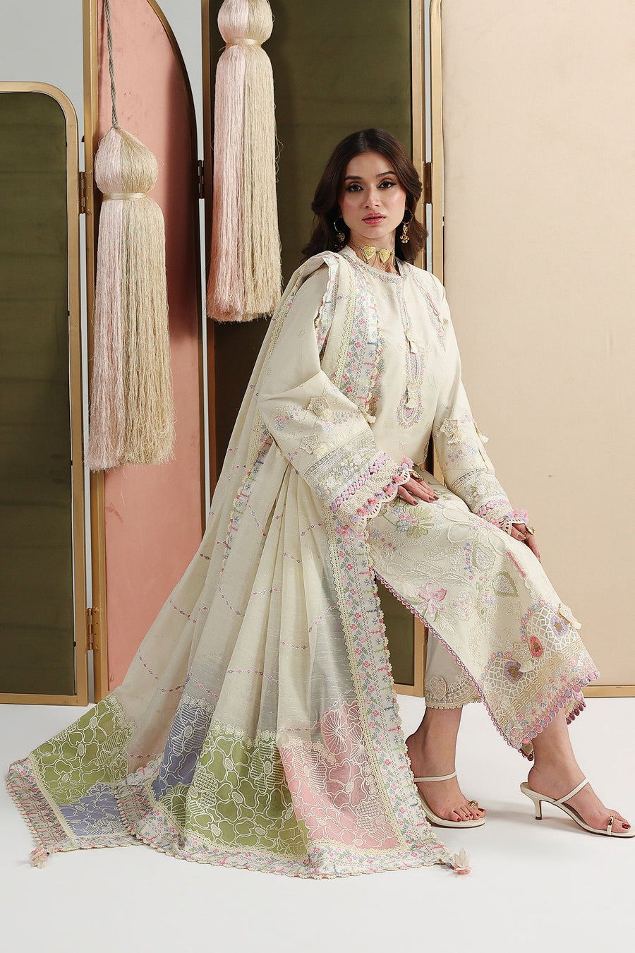Qalamkar Festive Embroidered Lawn Unstitched 3Pc Suit QFL-01 ELMA