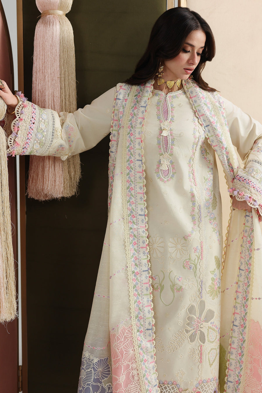 Qalamkar Festive Embroidered Lawn Unstitched 3Pc Suit QFL-01 ELMA