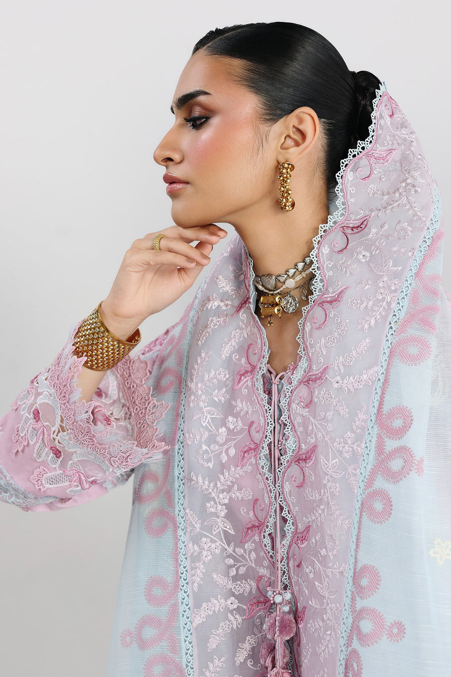 Qalamkar Festive Embroidered Lawn Unstitched 3Pc Suit QFL-02 ISANE