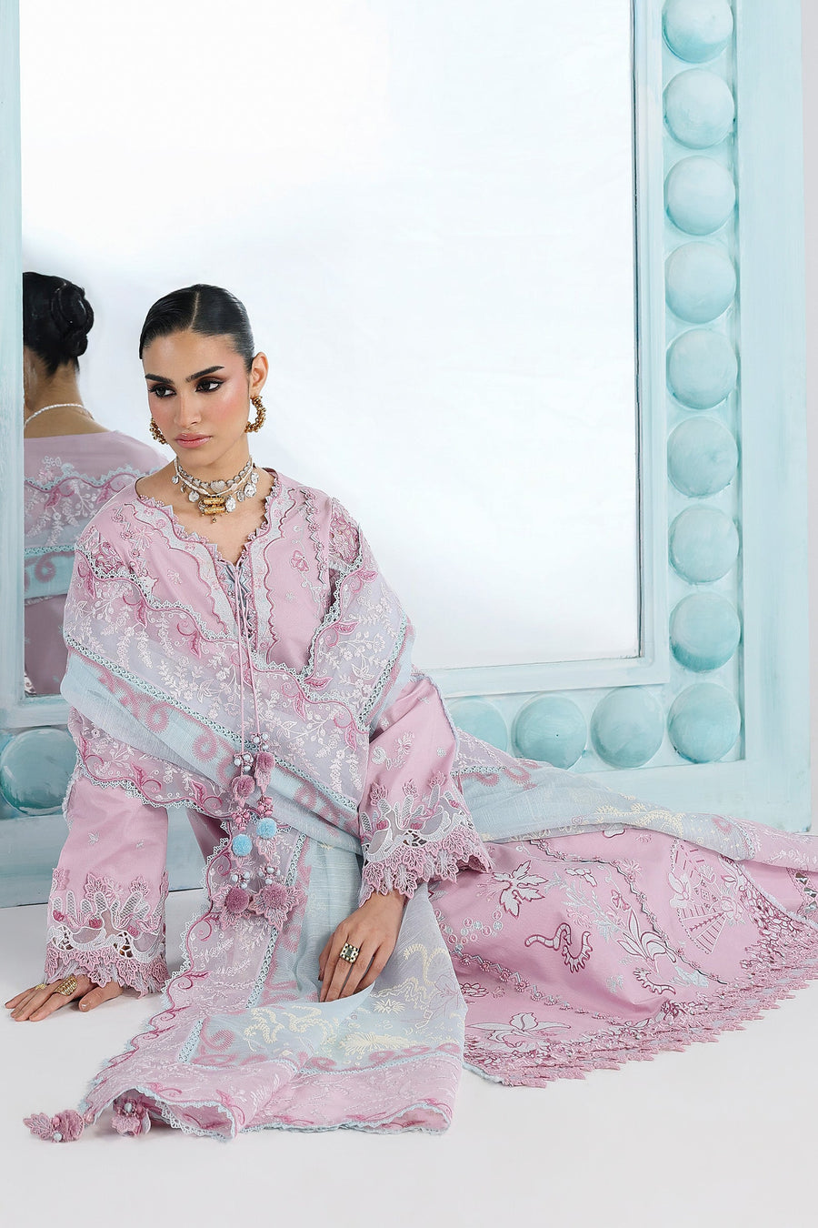 Qalamkar Festive Embroidered Lawn Unstitched 3Pc Suit QFL-02 ISANE