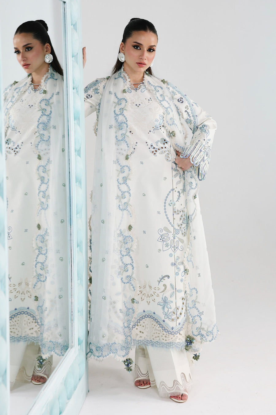 Qalamkar Festive Embroidered Lawn Unstitched 3Pc Suit QFL-03 IRMIN
