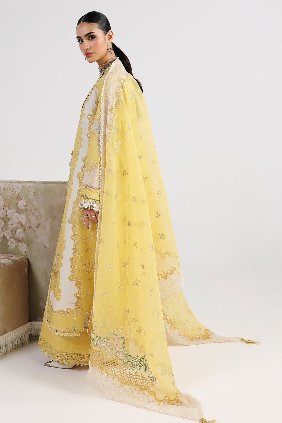 Qalamkar Festive Embroidered Lawn Unstitched 3Pc Suit QFL-05 ZARIA