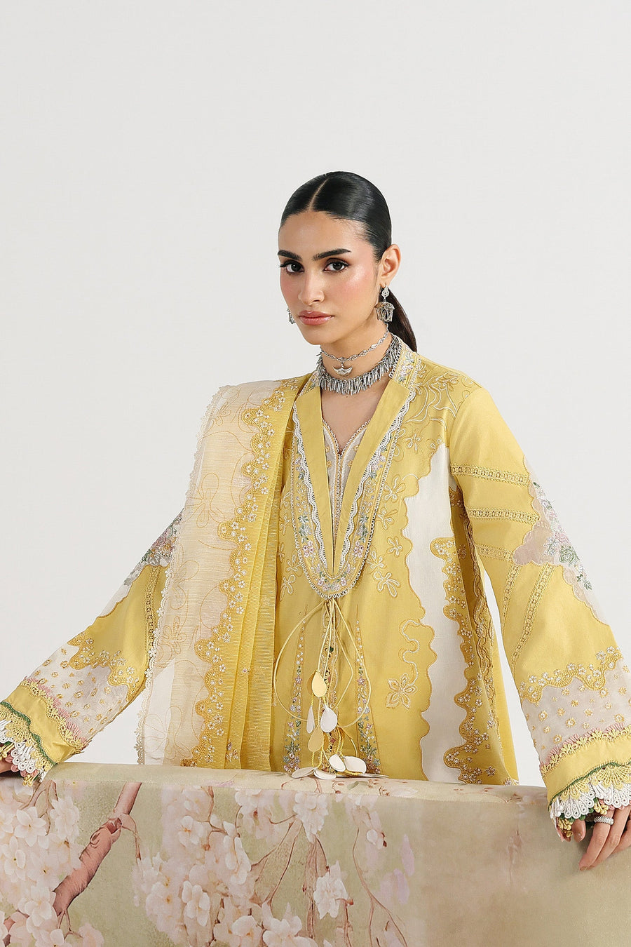 Qalamkar Festive Embroidered Lawn Unstitched 3Pc Suit QFL-05 ZARIA
