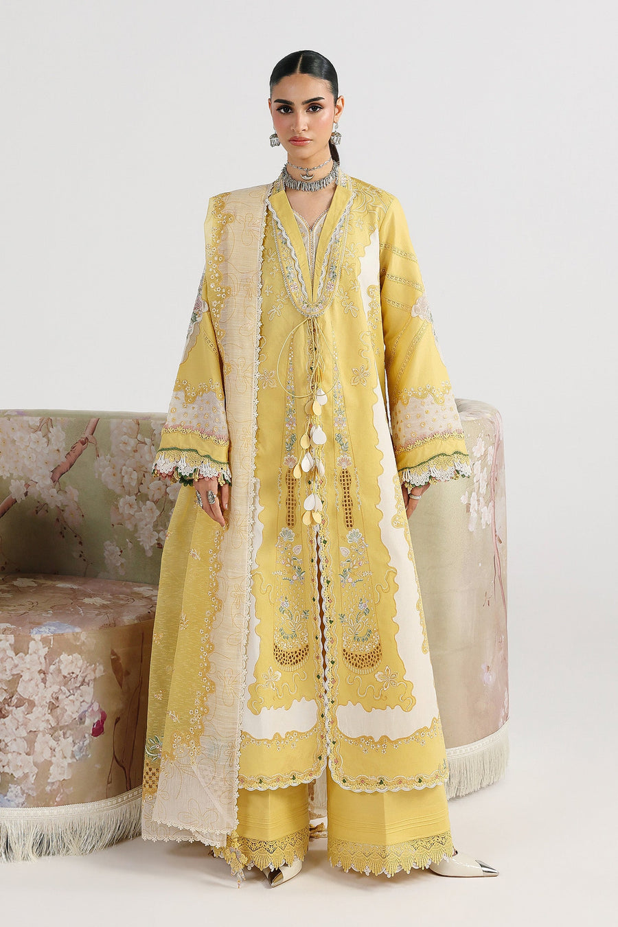 Qalamkar Festive Embroidered Lawn Unstitched 3Pc Suit QFL-05 ZARIA