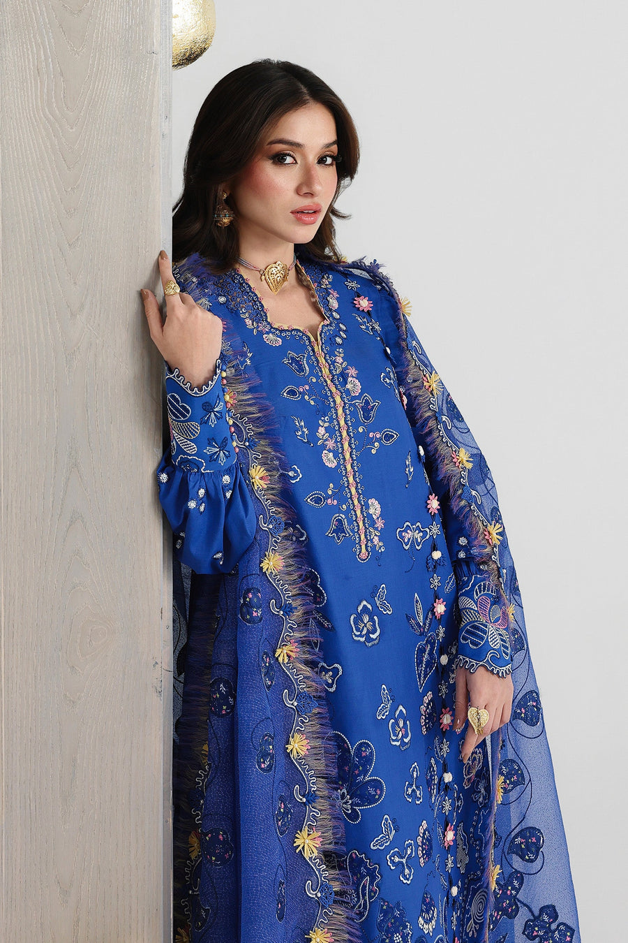 Qalamkar Festive Embroidered Lawn Unstitched 3Pc Suit QFL-06 EMINA