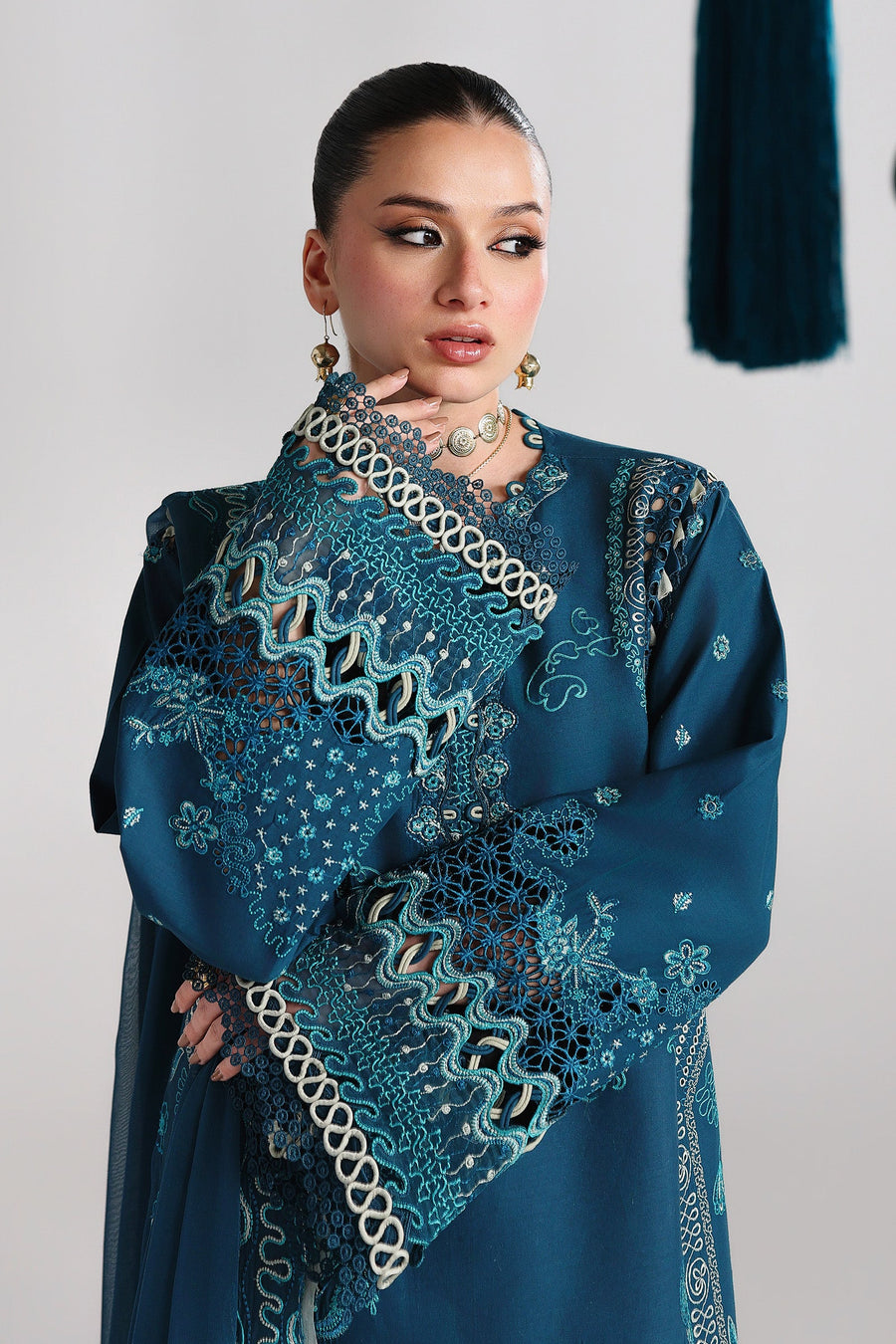 Qalamkar Festive Embroidered Lawn Unstitched 3Pc Suit QFL-07 KAISA