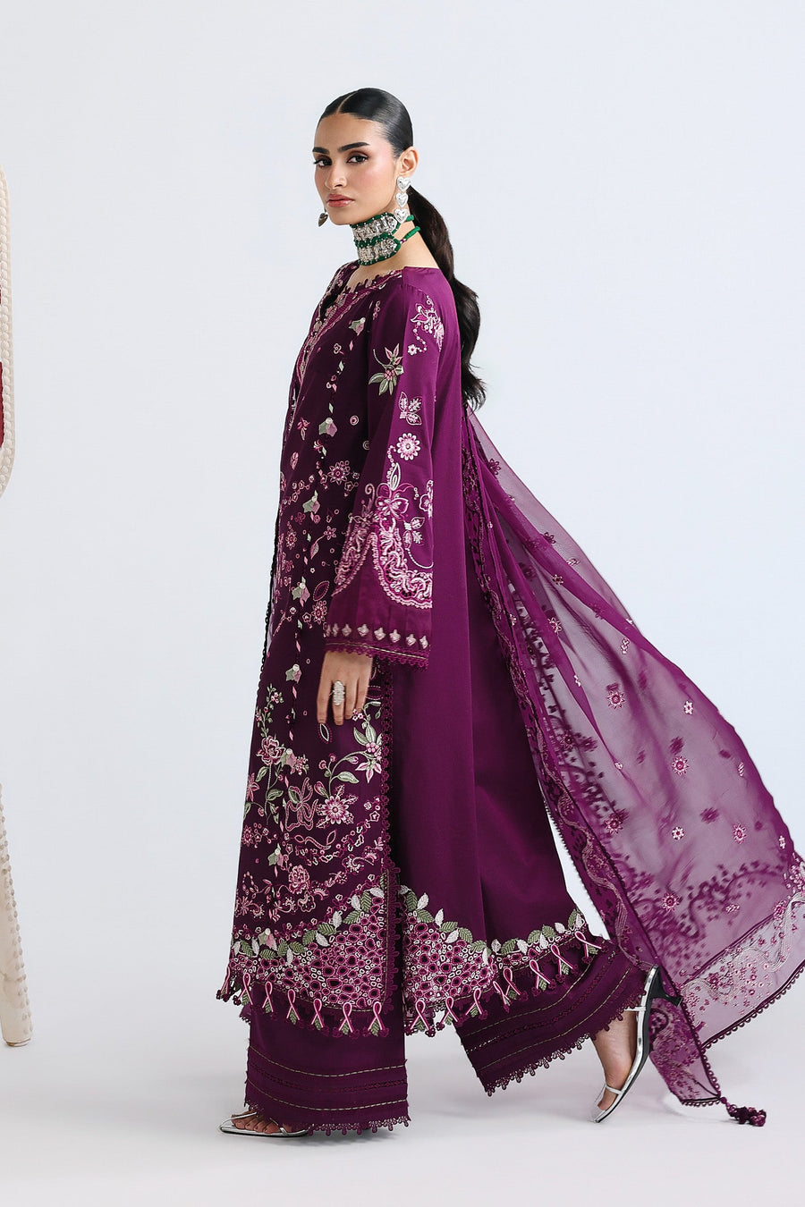 Qalamkar Festive Embroidered Lawn Unstitched 3Pc Suit QFL-10 TRESA