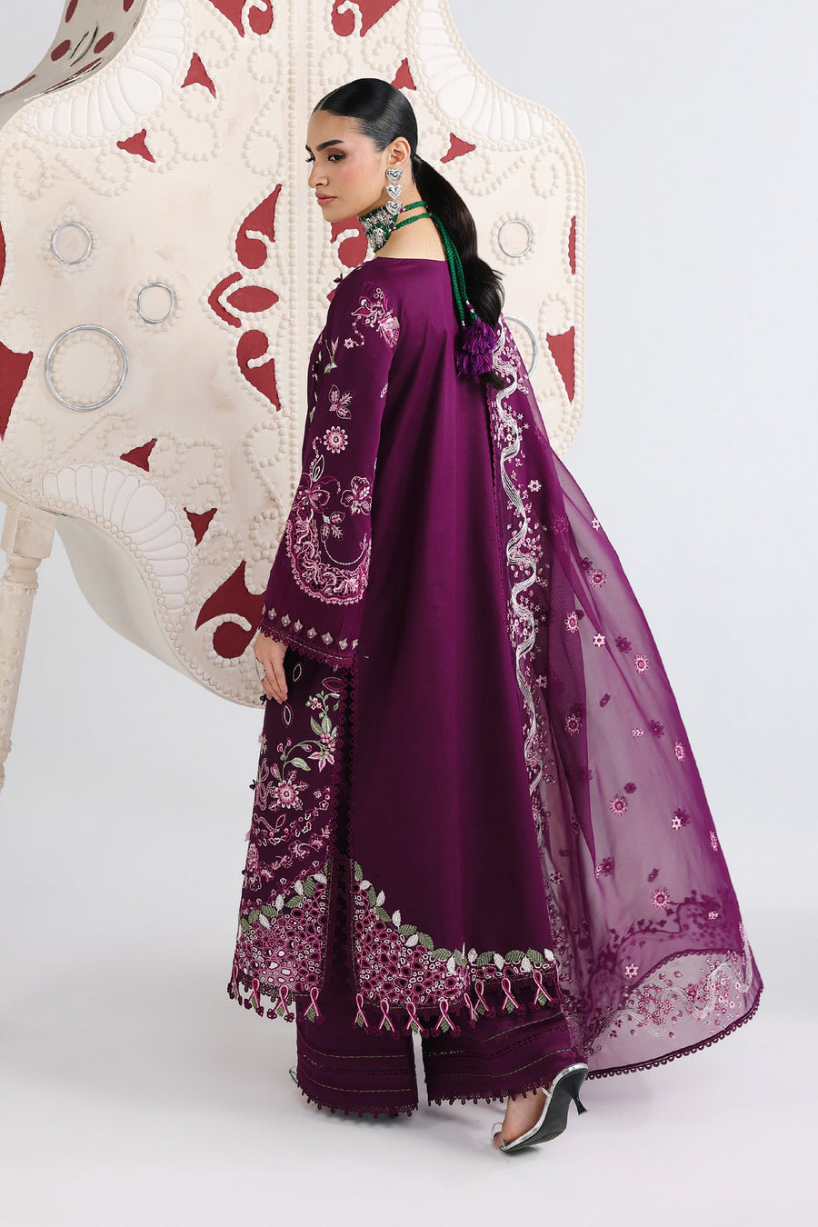 Qalamkar Festive Embroidered Lawn Unstitched 3Pc Suit QFL-10 TRESA