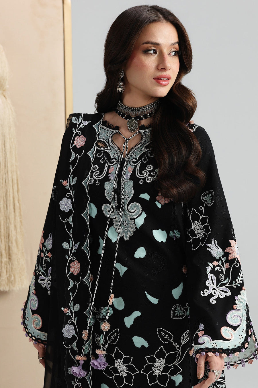Qalamkar Festive Embroidered Lawn Unstitched 3Pc Suit QFL-12 REHA
