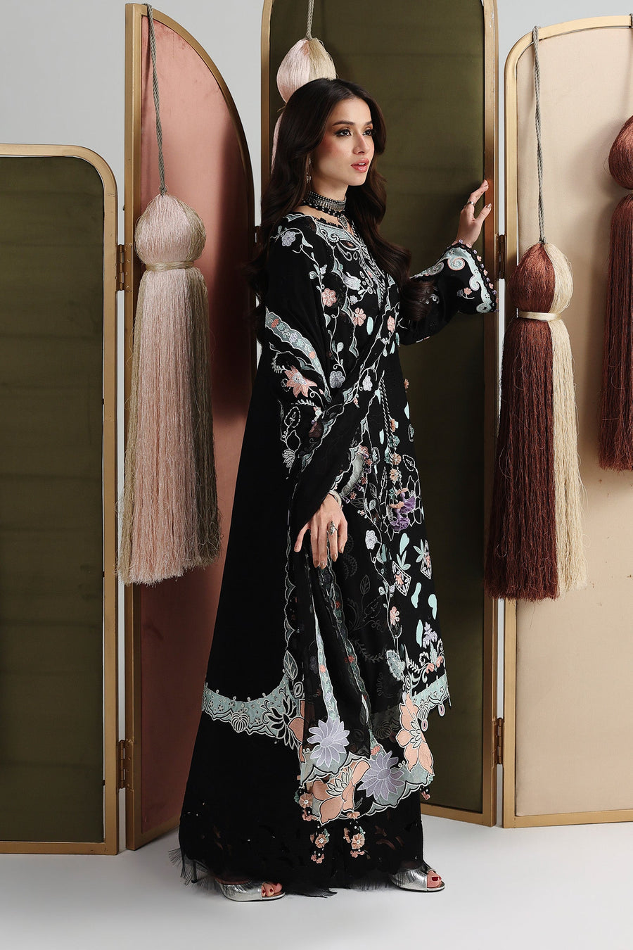 Qalamkar Festive Embroidered Lawn Unstitched 3Pc Suit QFL-12 REHA
