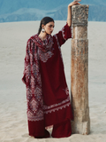 Zara Shahjahan Saraab Embroidered Marina Unstitched 3Pc Suit - QIRMIZ