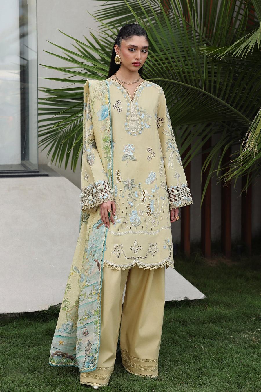 Qalamkar Qline Embroidered Lawn Unstitched 3Pc Suit QKL-11 MEIRA