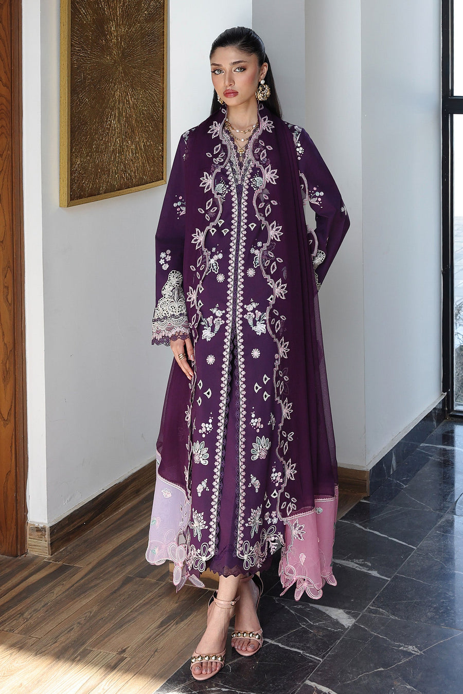 Qalamkar Qline Embroidered Lawn Unstitched 3Pc Suit QKL-14 SUHRA