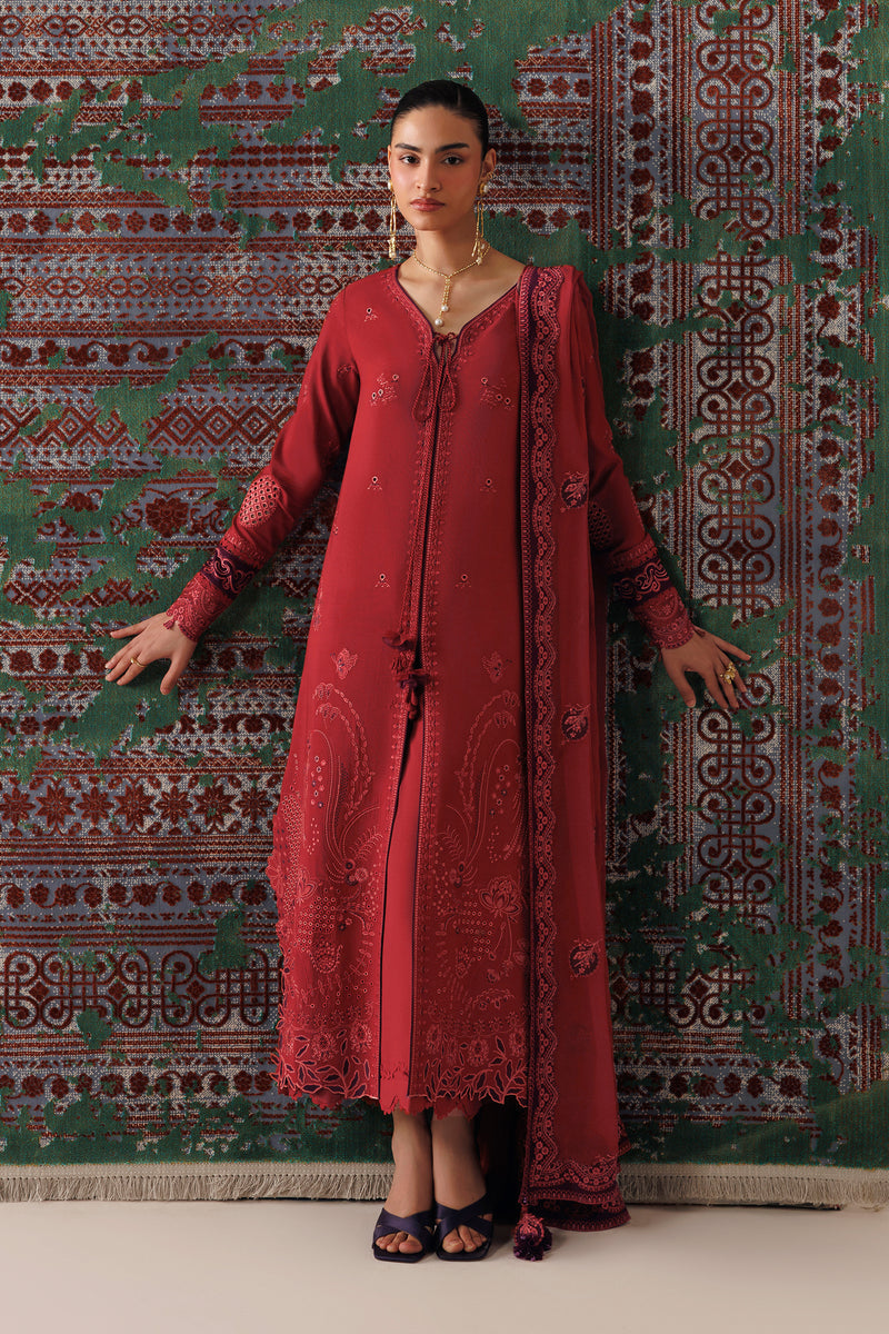 Qalamkar Qline Embroidered Linen Unstitched 3Pc Suit QLW-03 ZAIRA