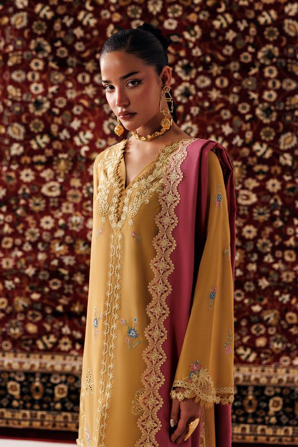 Qalamkar Qline Embroidered Linen Unstitched 3Pc Suit QLW-06 NYRA