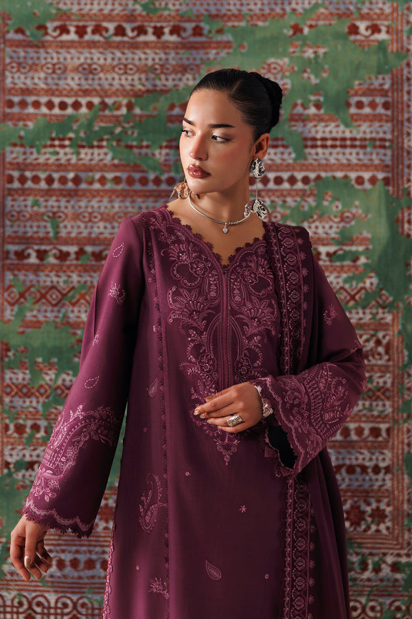 Qalamkar Qline Embroidered Linen Unstitched 3Pc Suit QLW-14 FARWA