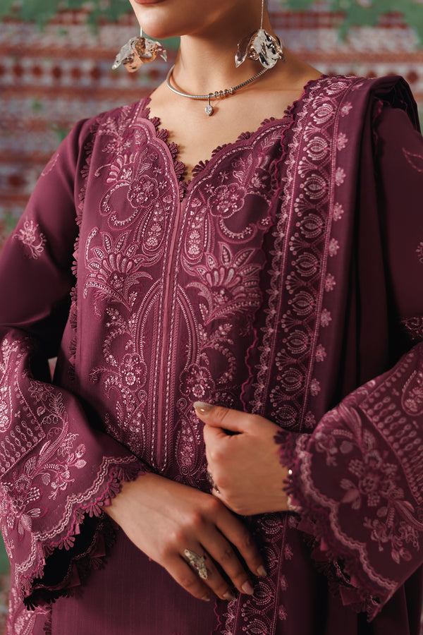Qalamkar Qline Embroidered Linen Unstitched 3Pc Suit QLW-14 FARWA