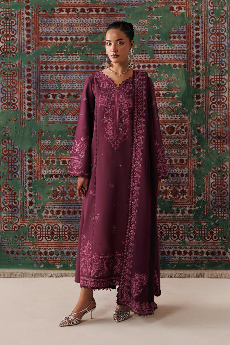 Qalamkar Qline Embroidered Linen Unstitched 3Pc Suit QLW-14 FARWA