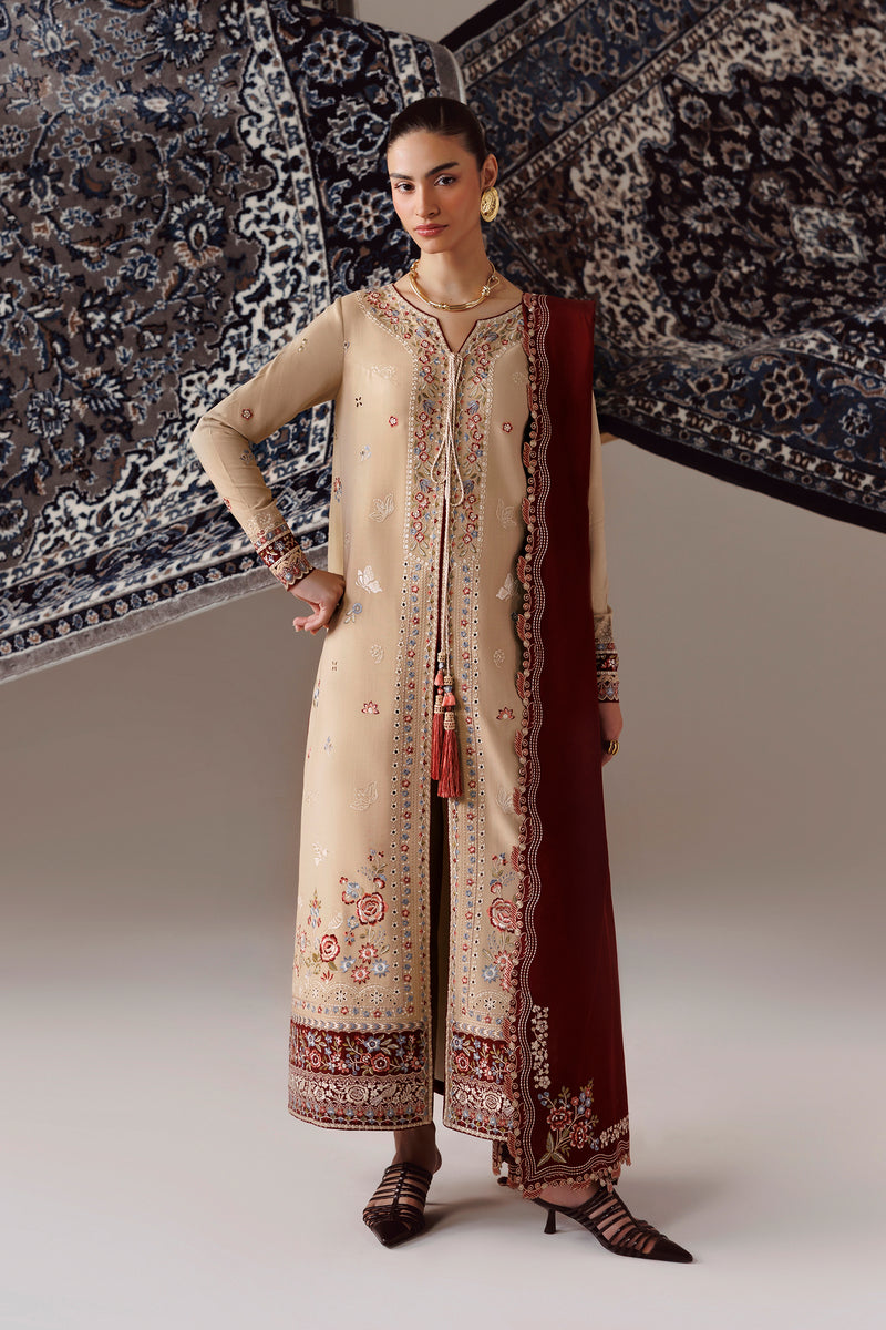 Qalamkar Qline Embroidered Linen Unstitched 3Pc Suit QLW-16 HAMNA