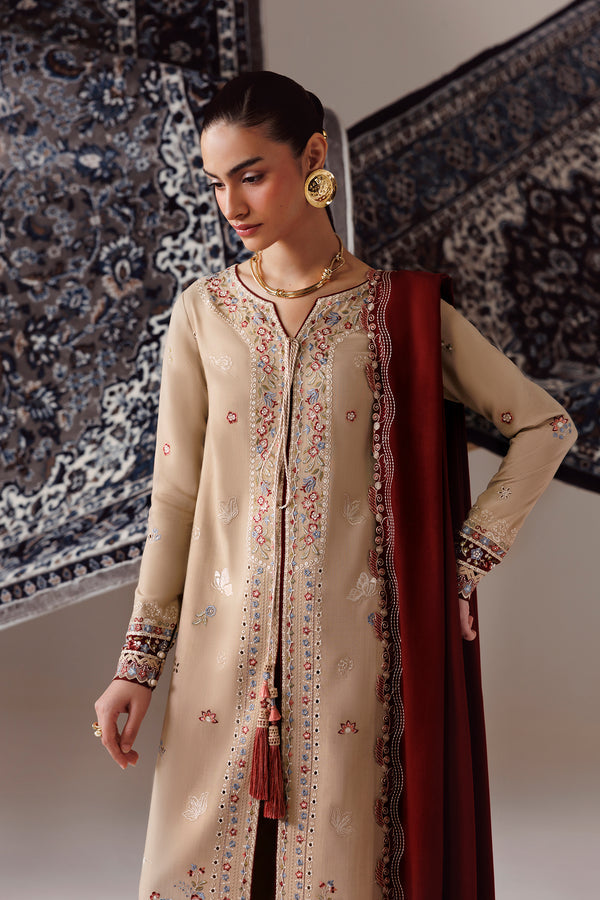 Qalamkar Qline Embroidered Linen Unstitched 3Pc Suit QLW-16 HAMNA