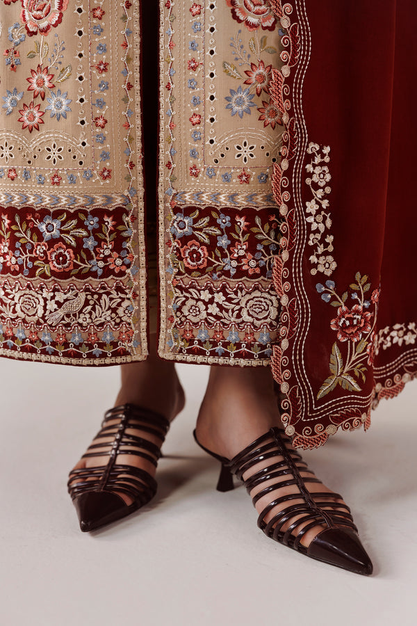 Qalamkar Qline Embroidered Linen Unstitched 3Pc Suit QLW-16 HAMNA