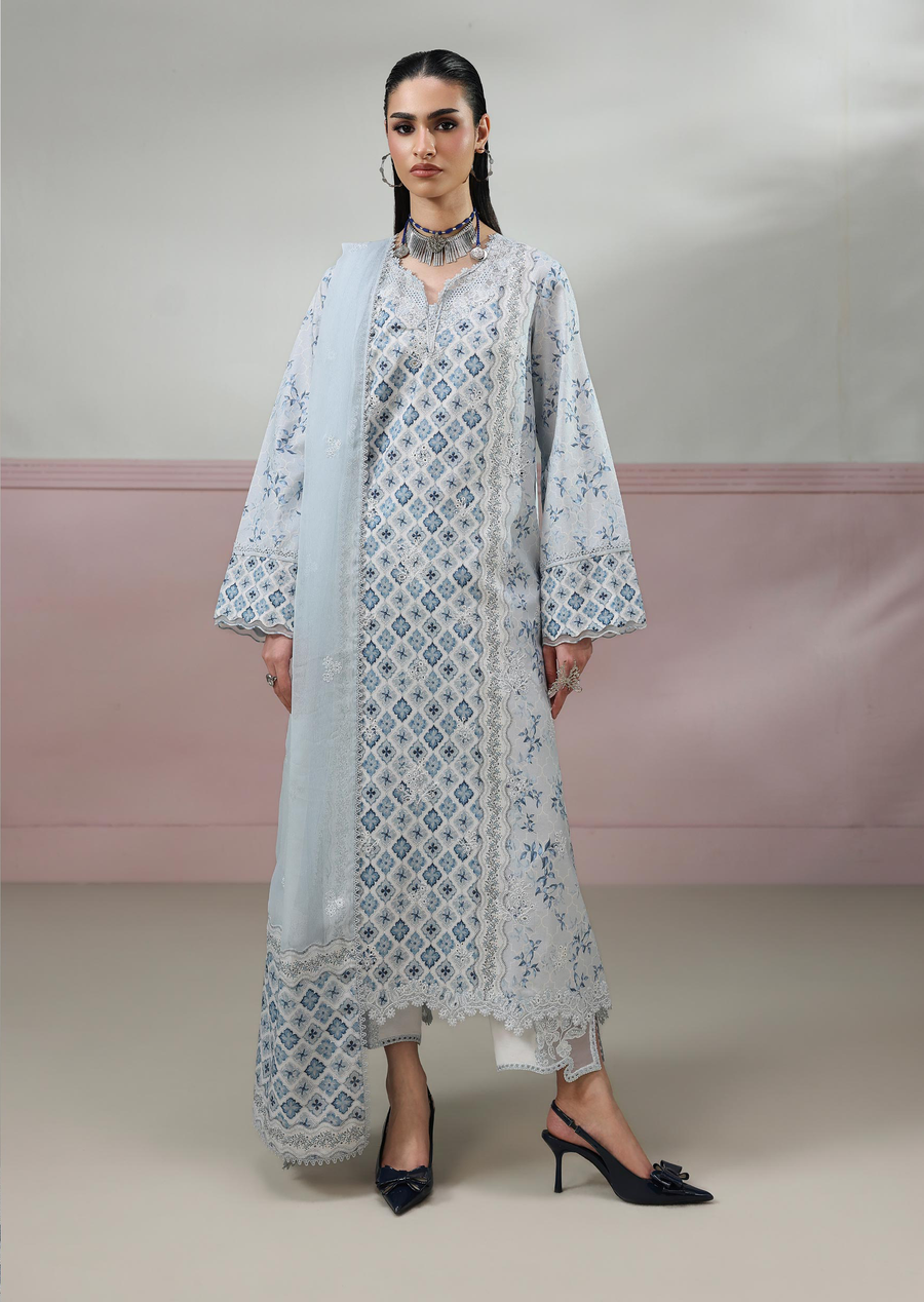 Qalamkar QPrints Embroidered Lawn Unstitched 3Pc Suit QQP-10B Aline
