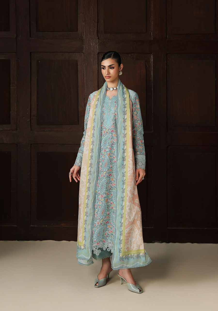 Qalamkar QPrints Embroidered Lawn Unstitched 3Pc Suit QQP-04A Nazia