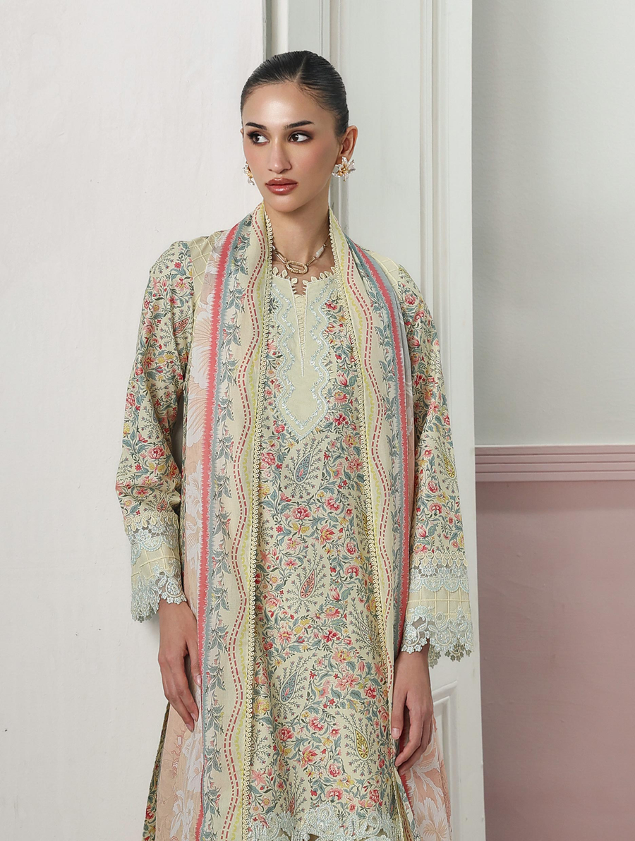 Qalamkar QPrints Embroidered Lawn Unstitched 3Pc Suit QQP-04B Zayra