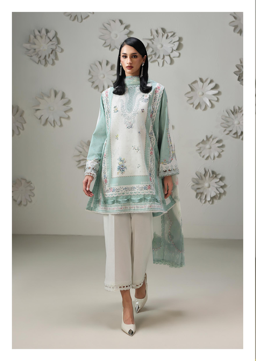 Qalamkar QPrints Embroidered Lawn Unstitched 3Pc Suit QQP-05B Rasha