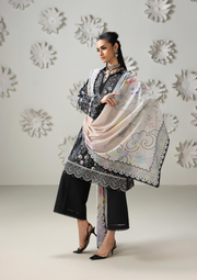 Qalamkar QPrints Embroidered Lawn Unstitched 3Pc Suit QQP-08A Amel