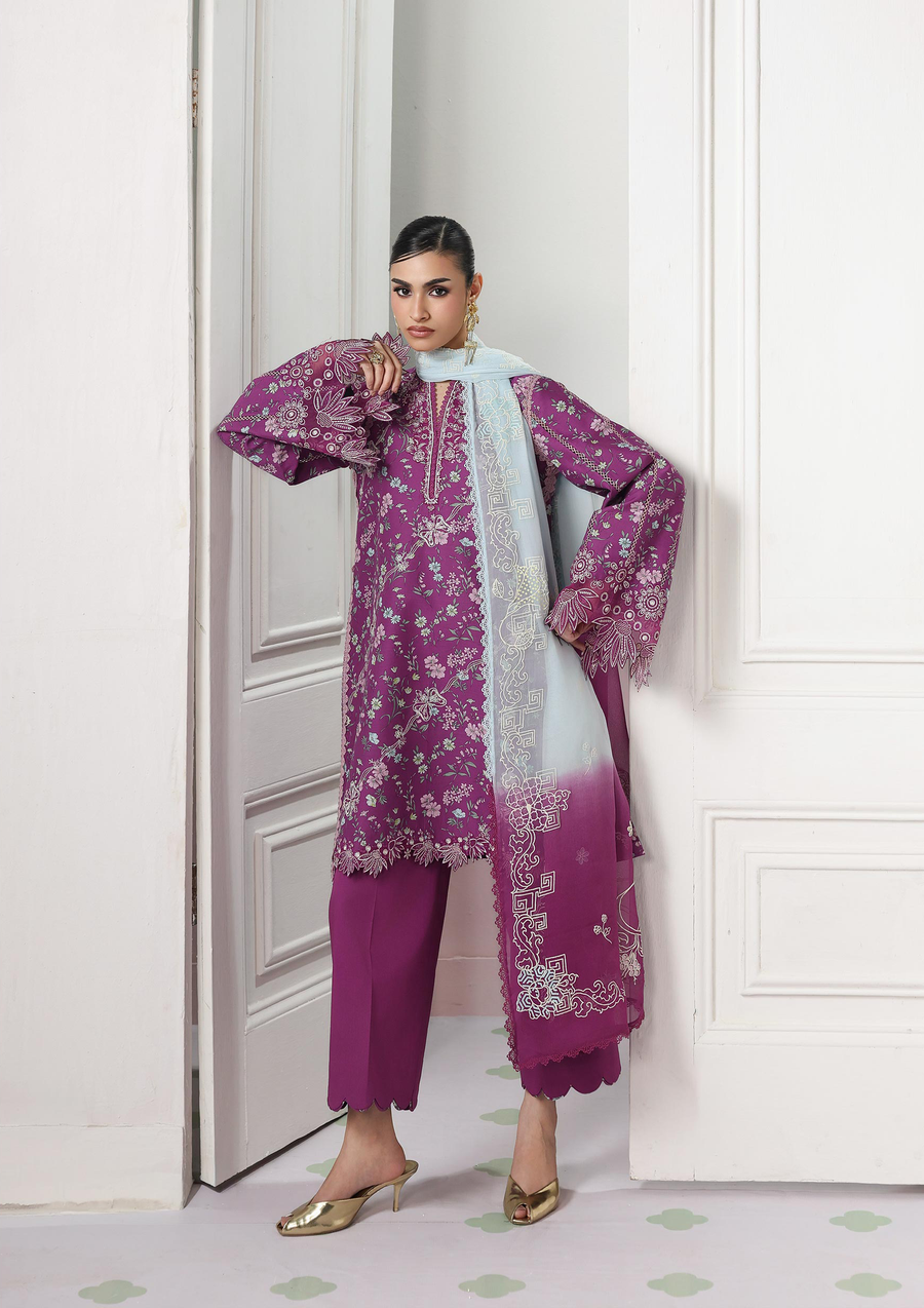 Qalamkar QPrints Embroidered Lawn Unstitched 3Pc Suit QQP-09A Brise