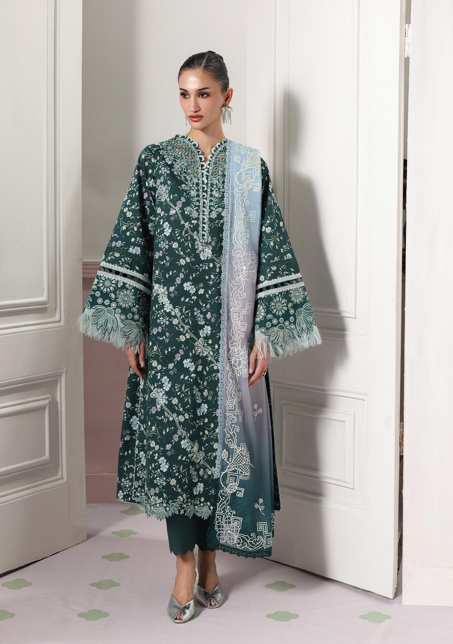 Qalamkar QPrints Embroidered Lawn Unstitched 3Pc Suit QQP-09B Diane