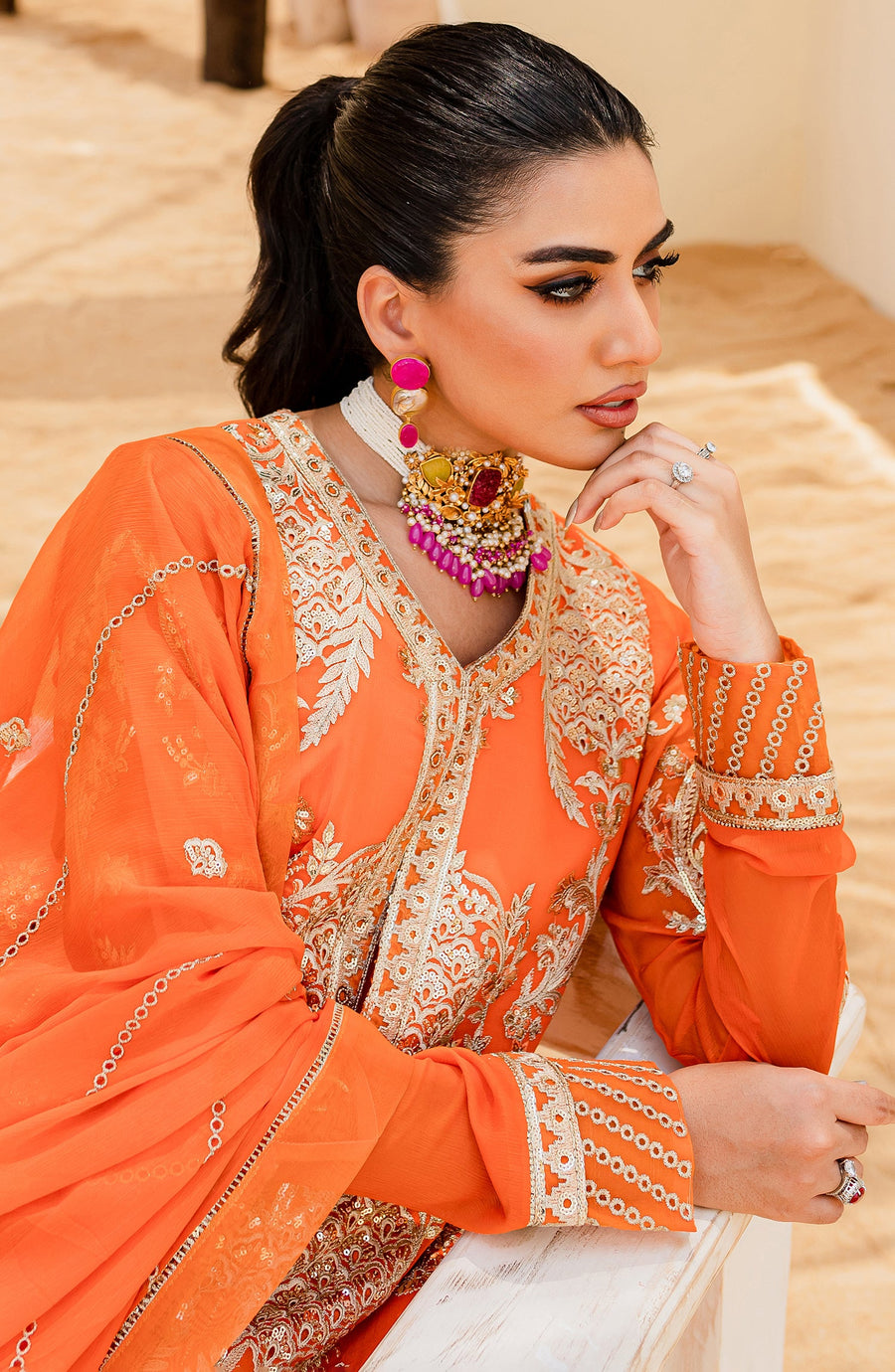 Maryum N Maria Sejal Embroidered Chiffon Unstitched 3Pc Suit QS23-506