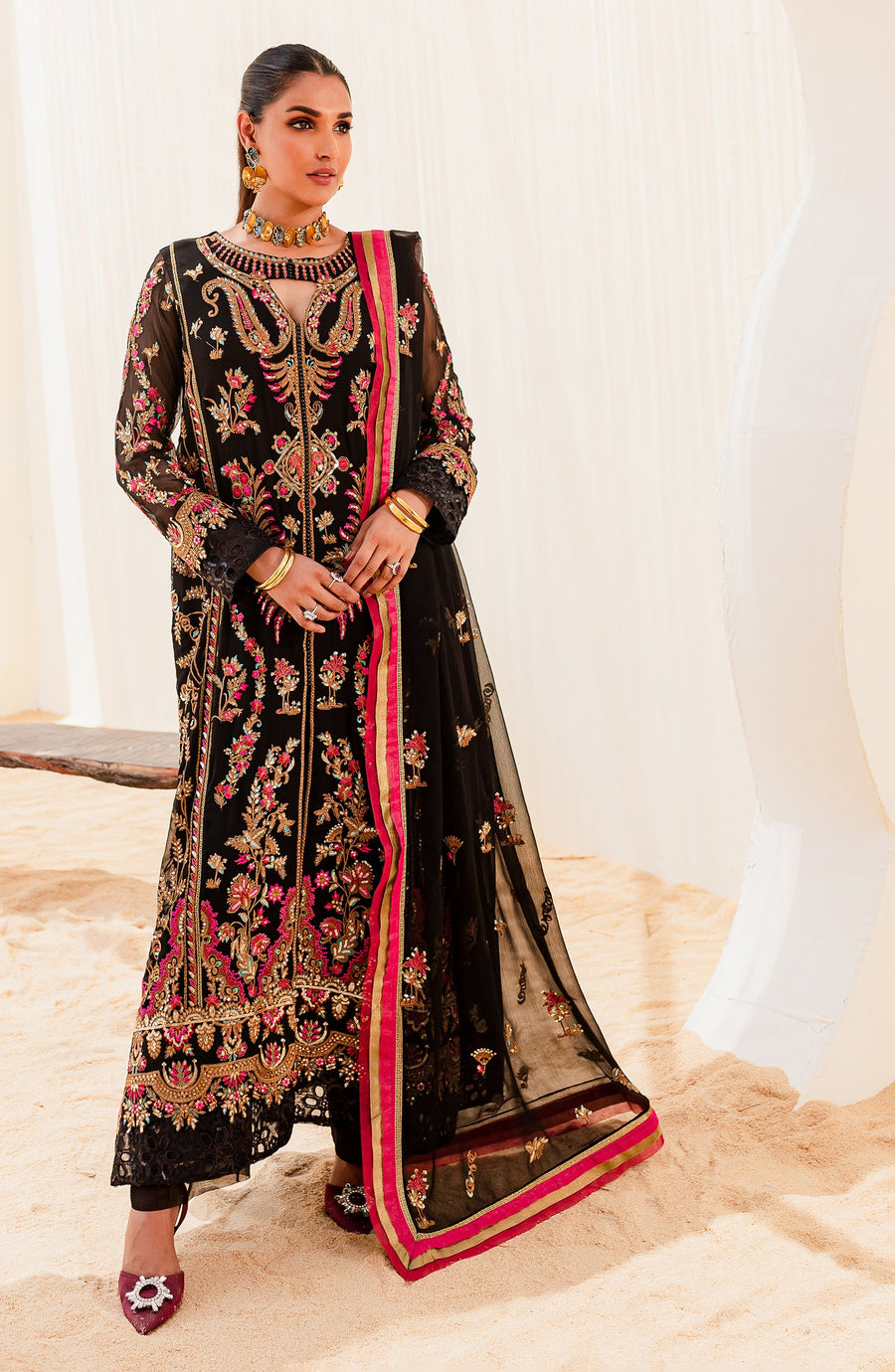 Maryum N Maria Sejal Embroidered Chiffon Unstitched 3Pc Suit QS23-507