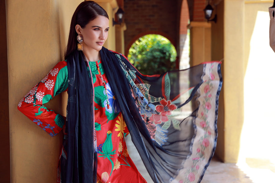Feathers Premium Printed Lawn Unstitched 3Pc Suit QUENIX-FT536