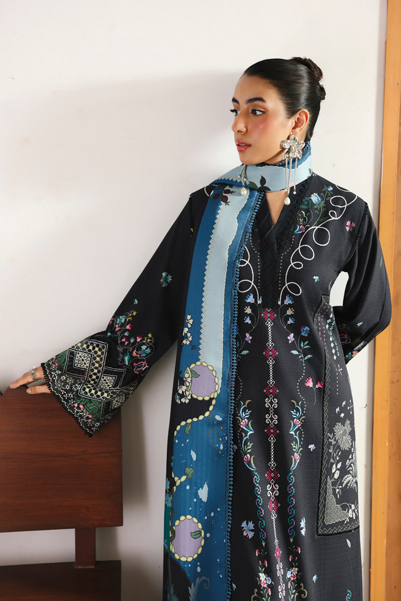 Qalamkar QPrints Unstitched Jacquard Weaved 3Pc Suit QW-06B SKYE