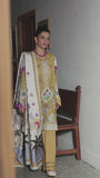 Qalamkar QPrints Unstitched Jacquard Weaved 3Pc Suit QW-07A CELINA