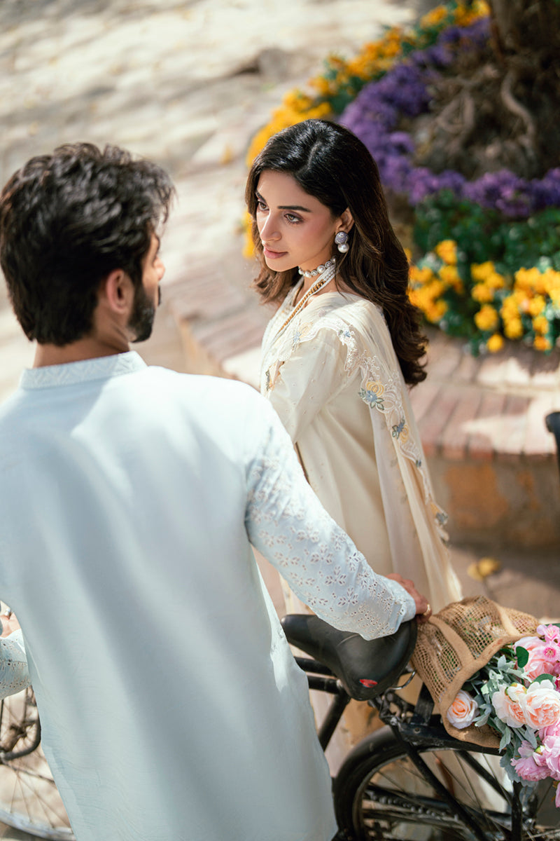 Qalamkar Luxury Lawn Unstitched Embroidered 3Pc Suit SB-09 Adeena