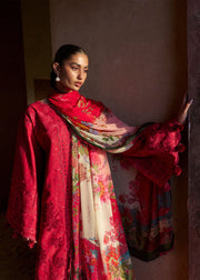 Hussain Rehar ZAN Unstitched Embroidered Lawn 3Pc Suit - Qermez