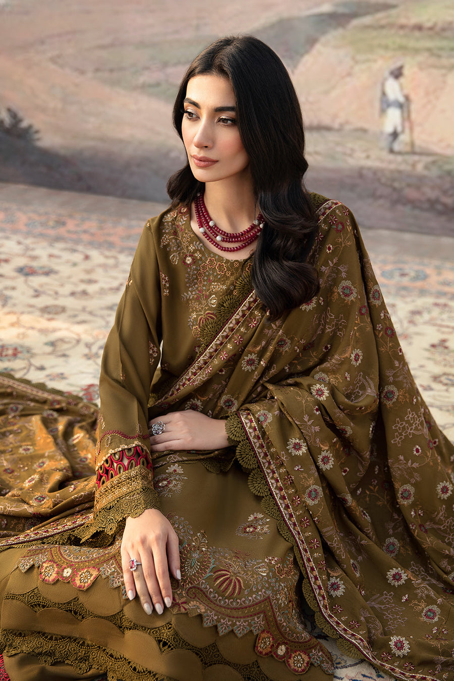 Ramsha Reet Vol-10 Embroidered Karandi Unstitched 3Pc Suit R-1009