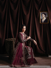 Faiza Faisal Solene Embroidered Velvet Unstitched 3Pc Suit - RAVENA